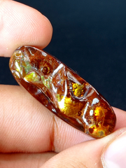 نحت بيضاوي طويل من حجر العقيق الناري المكسيكي الناري - أجاتا دي فويغو