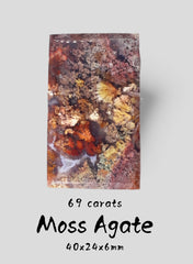 حجر عقيق طحلب نادر بنقشة 69 قيراطًا - جوهرة لهواة الجمع - 40 × 24 × 6 مم
