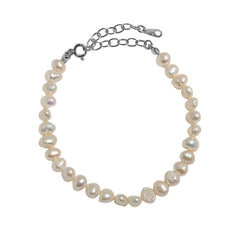 Women Irregular Natural Pearls Bracelet - Palladium-Plated Silver Pearl Bracelet for women - Perfect Pearl Bracelet with Gift Wrapping Included
