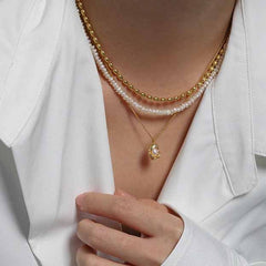 Elegant Oval Shell Genuine Cultured Pearl Necklace - Gold-Plated Silver Pearl Necklace - Perfect Pearl Necklace with Gift Wrapping Included