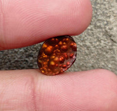 العقيق الناري المكسيكي، العقيق الناري النادر، كابوشون العقيق الناري - العقيق الناري الخام، حجر كريم نادر من الماس، الأبعاد - 13 × 10 × 4 مم