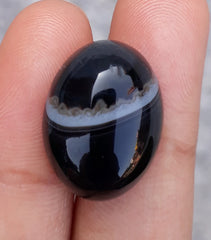 17.6ct-Black Onyx - Beautiful Onyx Gemstone - Onyx Agate - 21x16mm