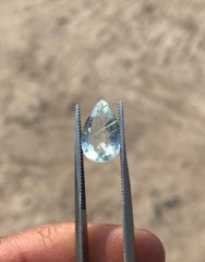 أحجار كريمة زبرجد طبيعية على شكل كمثرى 2.5 قيراط - حجر بخت شهر مارس - 12.8x8x4.2 ملم