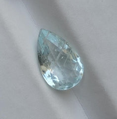 أحجار كريمة زبرجد طبيعية على شكل كمثرى 2.5 قيراط - حجر بخت شهر مارس - 12.8x8x4.2 ملم