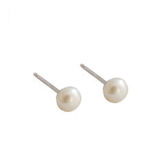 Simple Round Natural Pearls Stud Earrings - Palladium-Plated Silver Pearl Earrings for women - Perfect Pearl Earrings with Gift Wrapping Included