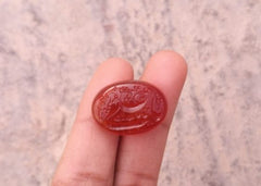 نقش عقيق 28 قيراط - عقيق محفور - يا علي (ع) أبيات عربية على العقيق - 23x20 ملم