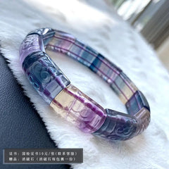 سوار أحجار كريمة كوارتز فلوريت ملون طبيعي، خرز مستطيل شفاف مقاس 13x10 ملم