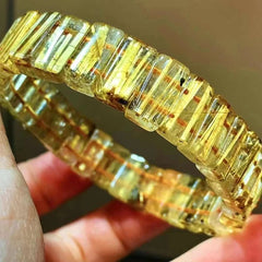 AAA حقيقية الذهب الطبيعي Rutilated الكوارتز زهرة الأحجار الكريمة سوار الإسورة 13x6.7x5.2mm