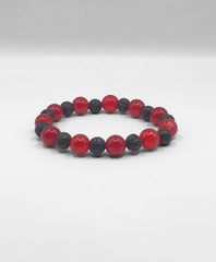 10mm Red Agate and Lava Beads Stretch Bracelet