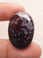 36.4ct Black Color with White Cubes in Agate - Collector Gemstone - 31x22mm