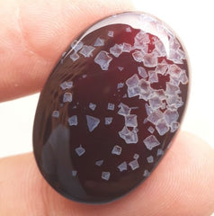 36.4ct Black Color with White Cubes in Agate - Collector Gemstone - 31x22mm