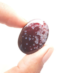 36.4ct Black Color with White Cubes in Agate - Collector Gemstone - 31x22mm