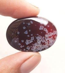 36.4ct Black Color with White Cubes in Agate - Collector Gemstone - 31x22mm