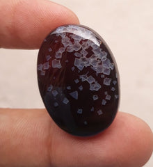 36.4ct Black Color with White Cubes in Agate - Collector Gemstone - 31x22mm