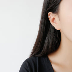 Office Round Shell Pearl CZ Non-Pierced Earring(Single) - Palladium-Plated Silver Pearl Earrings for women - Perfect Pearl Earrings with Gift Wrapping Included