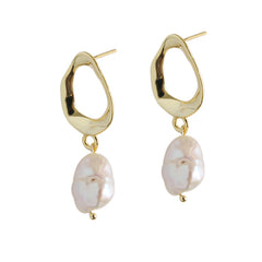 Office Unique Natural Pearl Dangling Earrings - Gold-Plated Silver Pearl Earrings for women - Perfect Pearl Earrings with Gift Wrapping Included
