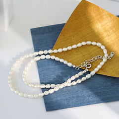 Women Natural Pearl Water drop Necklace - Palladium-Plated Silver Pearl Necklace - Perfect Pearl Necklace with Gift Wrapping Included