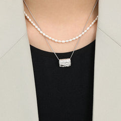 Women Natural Pearl Water drop Necklace - Palladium-Plated Silver Pearl Necklace - Perfect Pearl Necklace with Gift Wrapping Included