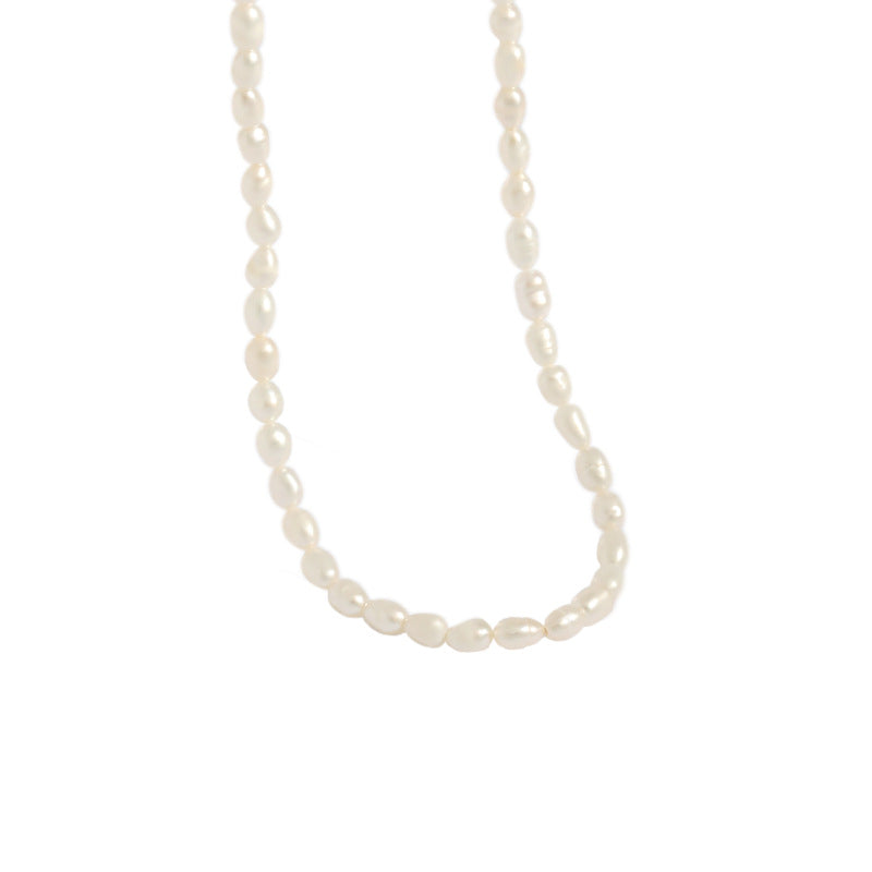 Women Natural Pearl Water drop Necklace - Palladium-Plated Silver Pearl Necklace - Perfect Pearl Necklace with Gift Wrapping Included