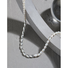 Asymmetry Oval Natural Pearl Waterdrop Necklace - Gold-Plated Silver Pearl Necklace - Perfect Pearl Necklace with Gift Wrapping Included