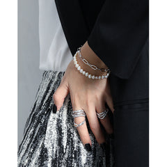 Women Irregular Natural Pearls Bracelet - Palladium-Plated Silver Pearl Bracelet for women - Perfect Pearl Bracelet with Gift Wrapping Included