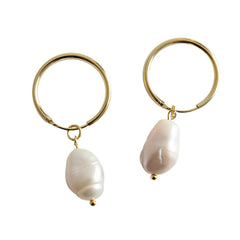 Simple Natural Pearl Dangling Earrings - Gold-Plated Silver Pearl Earrings for women - Perfect Pearl Earrings with Gift Wrapping Included