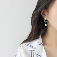 Office Unique Natural Pearl Dangling Earrings - Gold-Plated Silver Pearl Earrings for women - Perfect Pearl Earrings with Gift Wrapping Included
