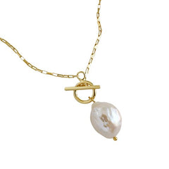 Fashion Irregular Natural Pearl Necklace - Gold-Plated Silver Pearl Necklace - Perfect Pearl Necklace with Gift Wrapping Included