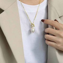 Fashion Irregular Natural Pearl Necklace - Gold-Plated Silver Pearl Necklace - Perfect Pearl Necklace with Gift Wrapping Included
