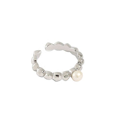 Natural Pearl Beads Adjustable Ring - Gold-Plated Silver Pearl Rings for women - Perfect Pearl Rings with Gift Wrapping Included