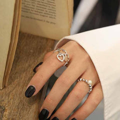 Natural Pearl Beads Adjustable Ring - Gold-Plated Silver Pearl Rings for women - Perfect Pearl Rings with Gift Wrapping Included