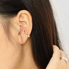 Round Natural Pearl Non-Pierced Earring(Single) - Gold-Plated Silver Pearl Earrings for women - Perfect Pearl Earrings with Gift Wrapping Included