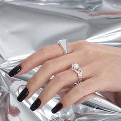 Elegant Natural Pearl Irregular Adjustable Ring - Gold-Plated Silver Pearl Rings for women - Perfect Pearl Rings with Gift Wrapping Included
